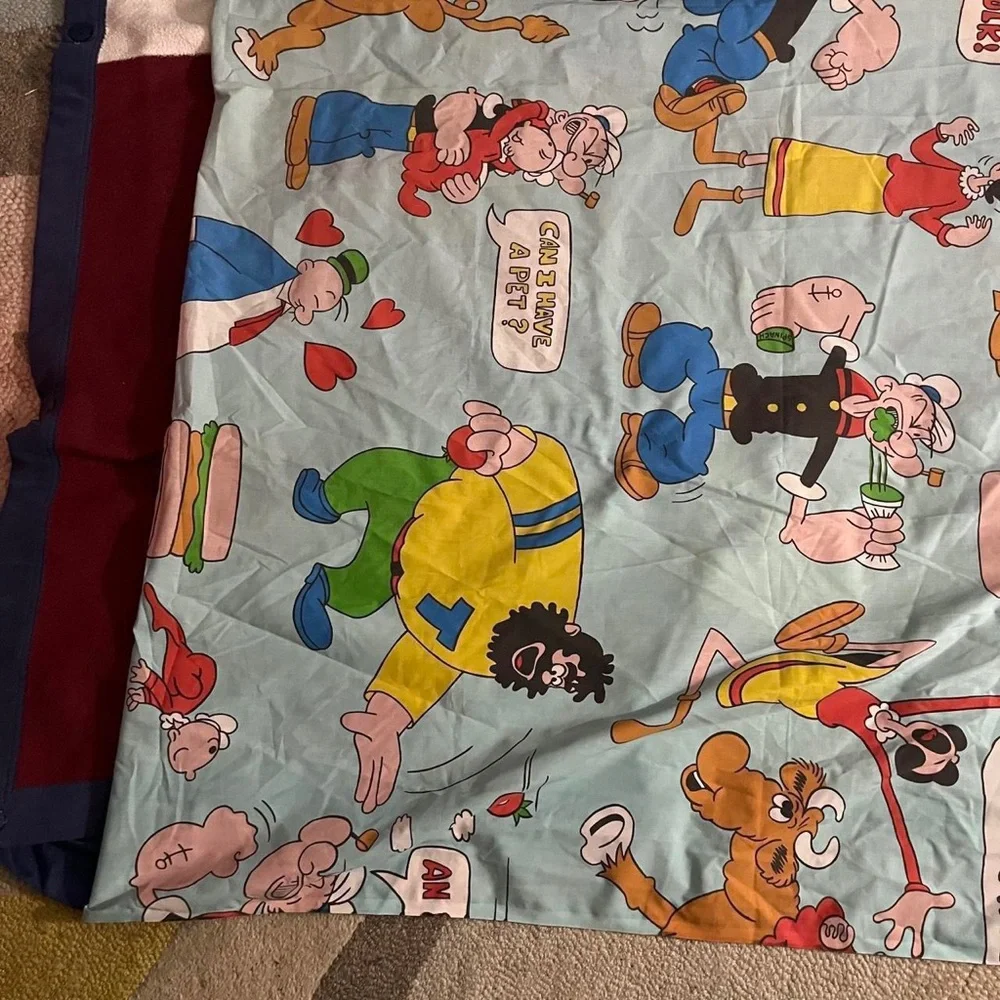 Vintage King Features Syndicate Popeye The Sailor Theme Flat Sheet Olive cow